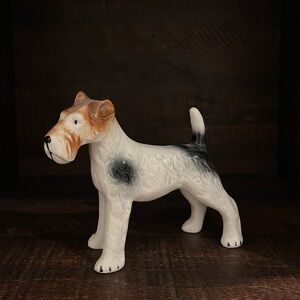 Elegant Airedale Terrier Figurine - White, Black, and Brown
